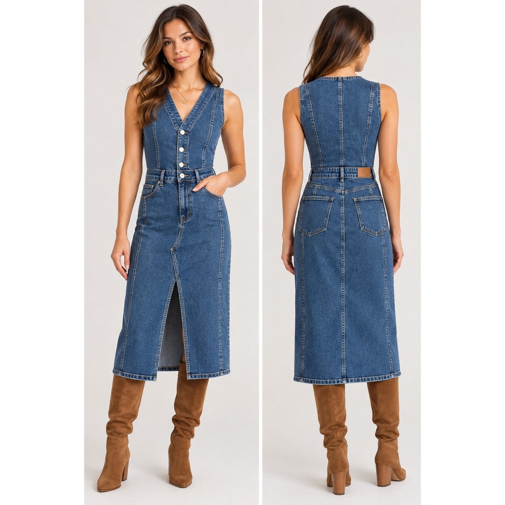 Rails Westwood Sleeveless Denim Midi Dress Blue Stone NWT Size S